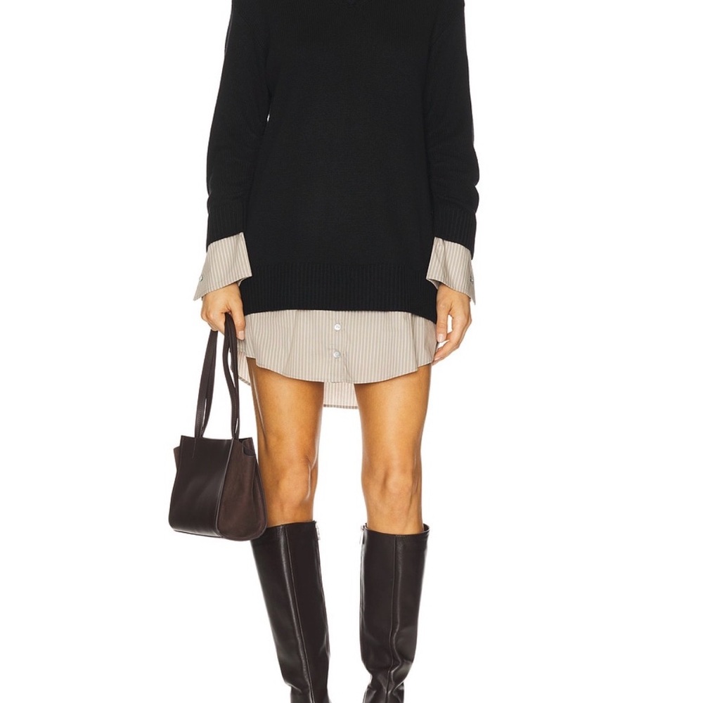 Santina Black Sweater Dress & Khaki Stripe - Revolve